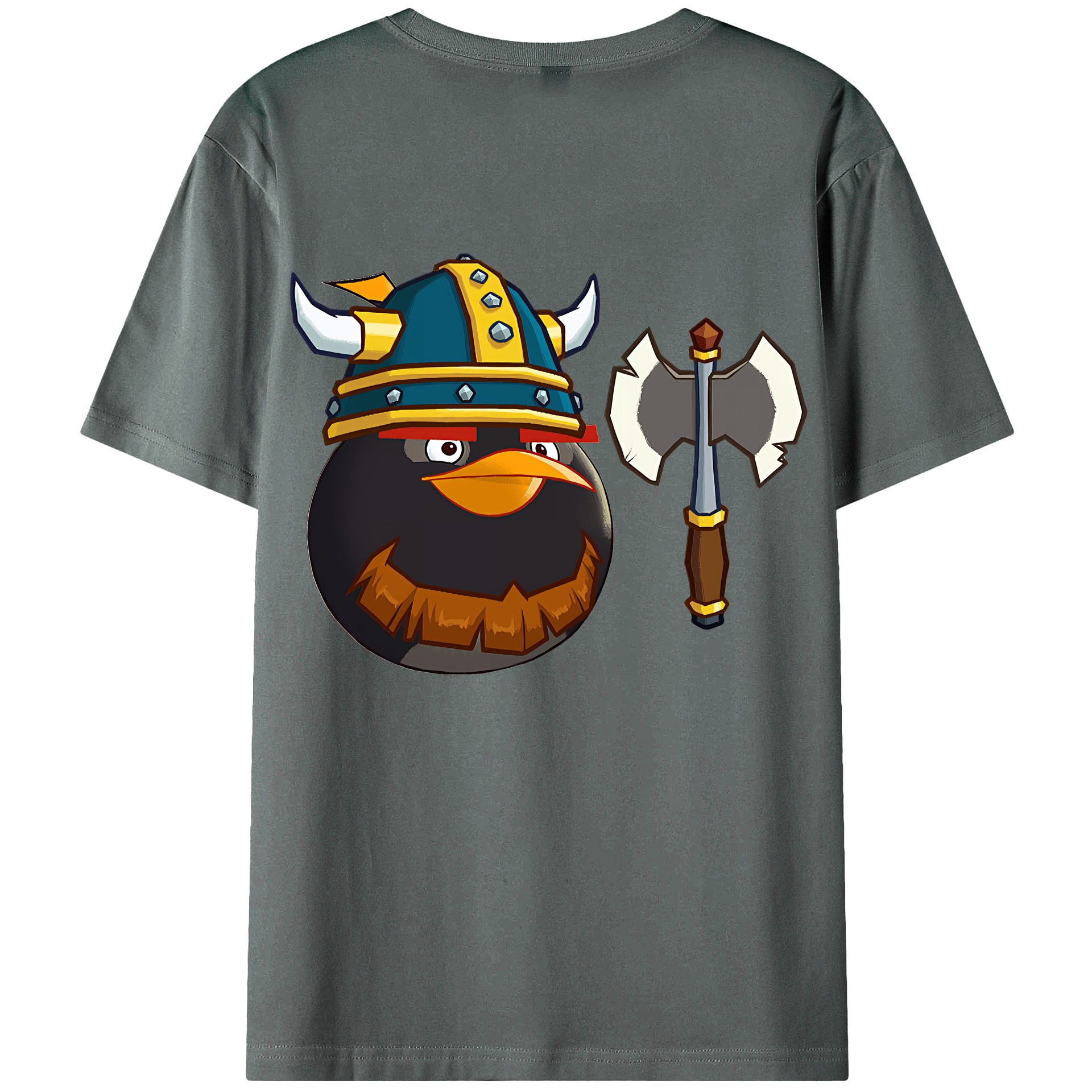 （画像用） Angry Birds アングリーバード 綿100％ メンズ半袖Tシャツ（バックプリント） 通気性